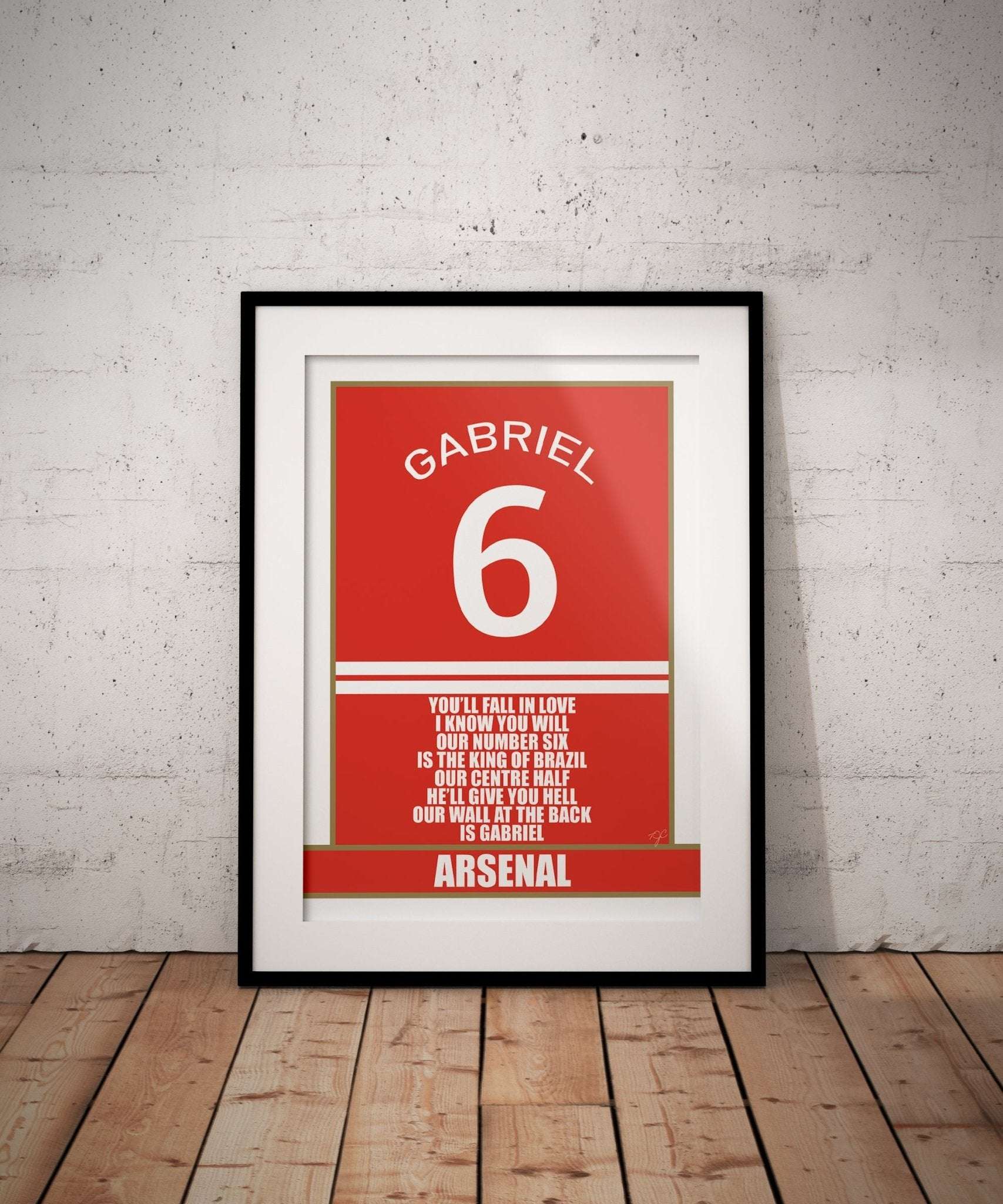 Arsenal Gabriel Magalhaes Football Print on a high quality matte