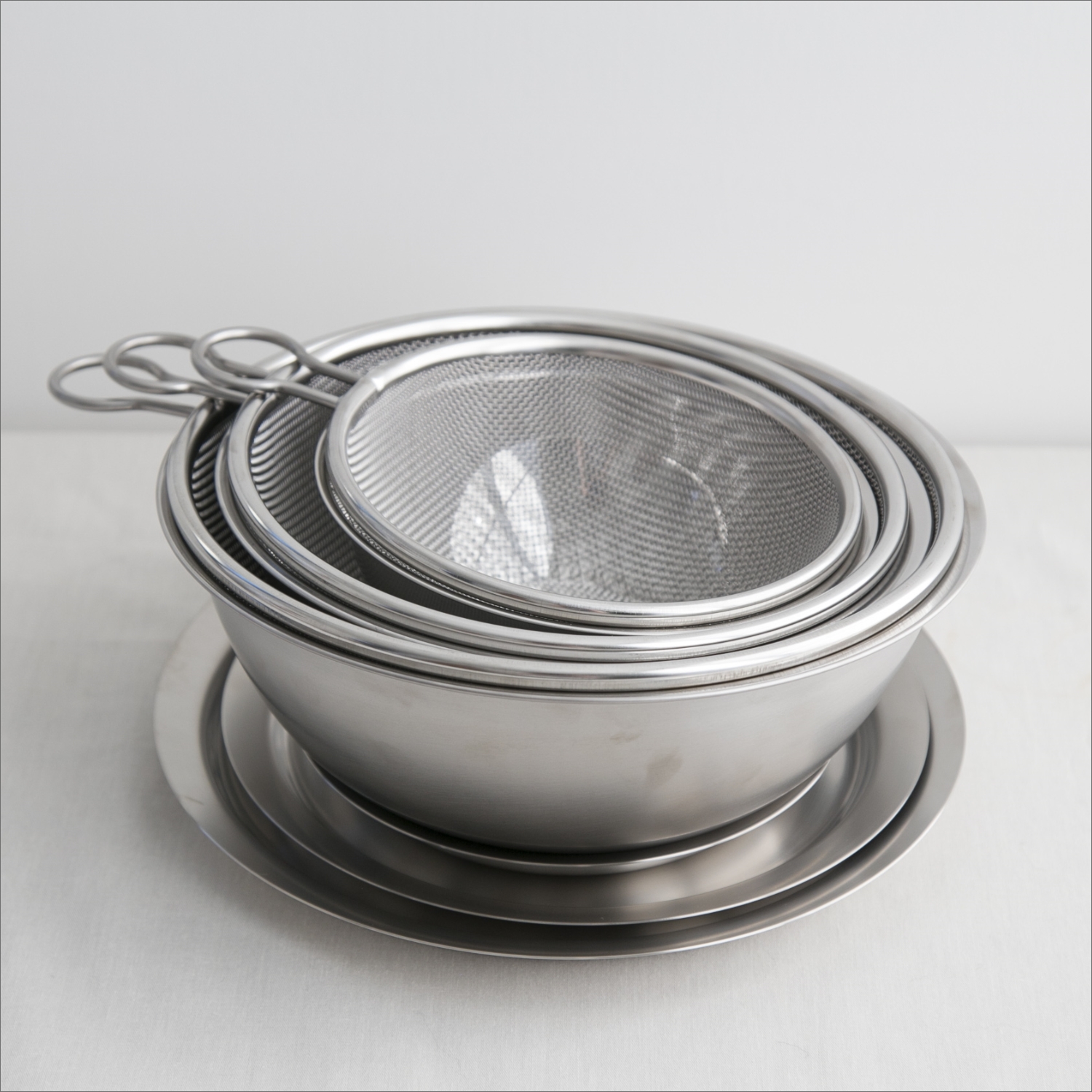 Three Snow 新越ワークス/フタ付ざるボウルセット -フタ付きだから