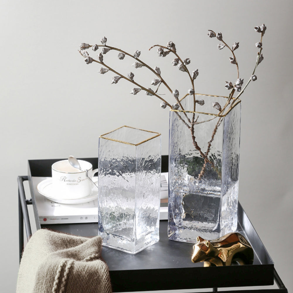 ゴールド縁スクエアフラワーベース – acacia