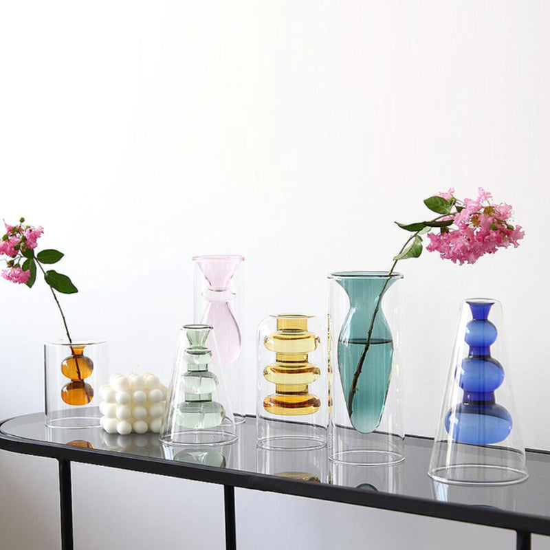 カラーガラス2層フラワーベース – acacia