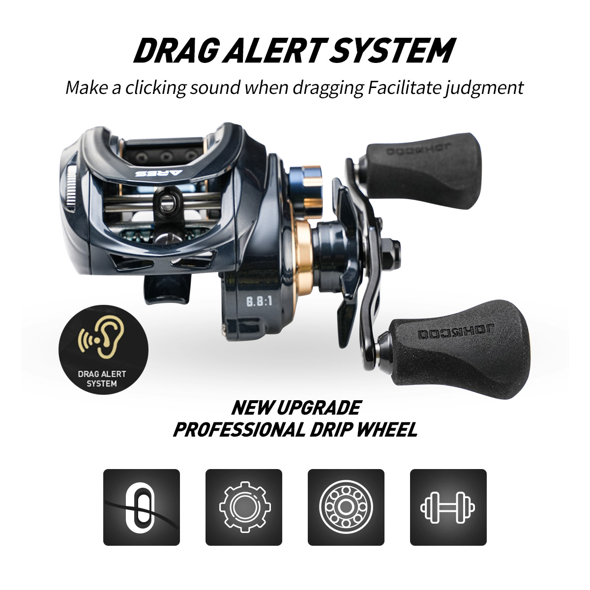 Johncoo-ベイトキャスティングリール,アルミニウムフレーム,塩水釣り