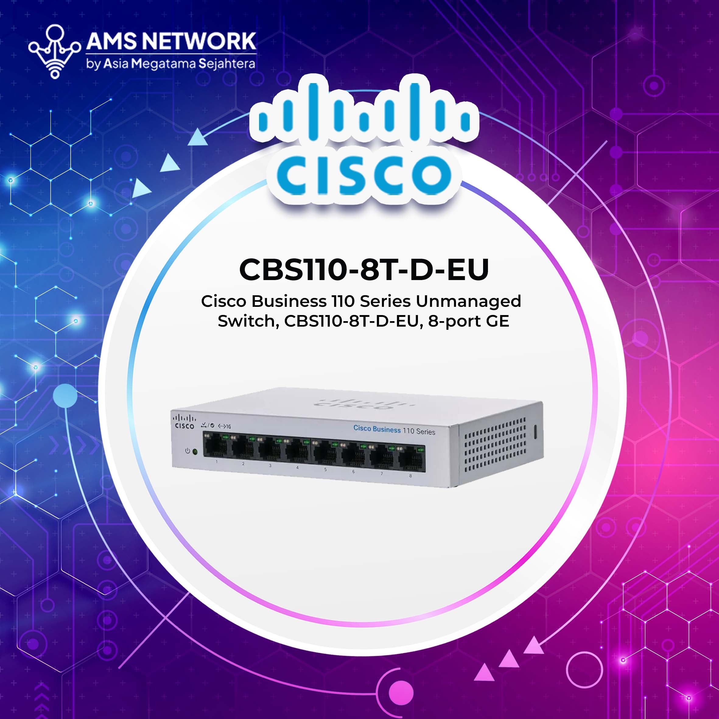 Cisco Business 110 Series CBS110-8T-D-EU, 8-Ports GbE Unmanaged