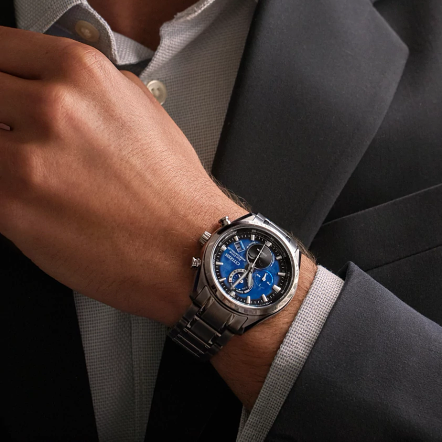 Citizen Eco-Drive Tsuki-yomi A-T Blue Dial Super Titanium Bracelet