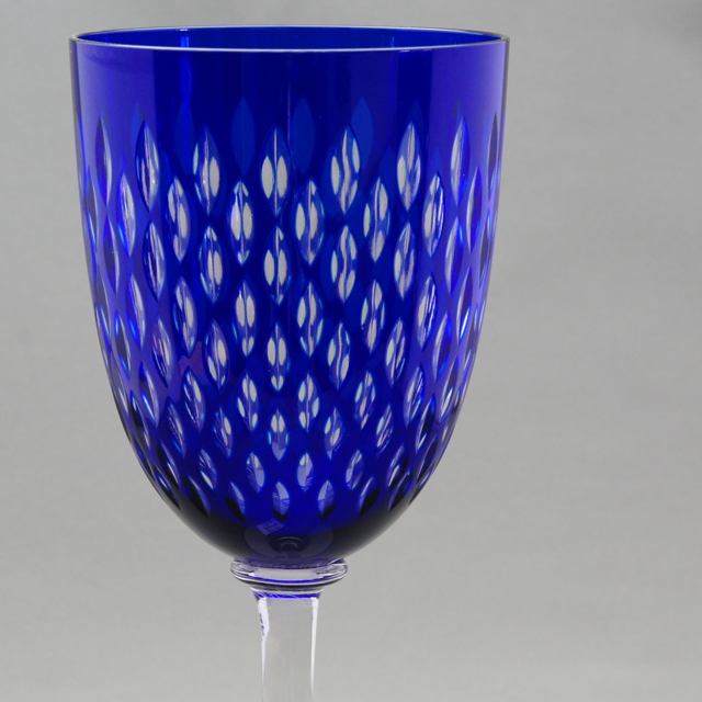 オールドバカラ「マレンゴ MARENGO 青被せガラス ウォーターグラス 高