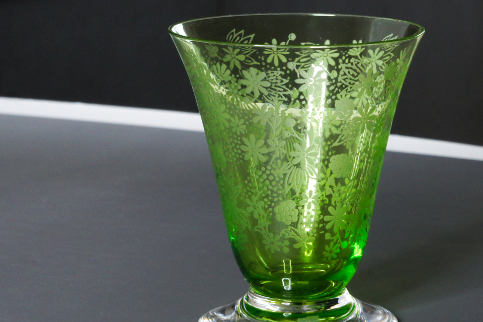 オールドバカラ「エリザベート ELISABETH グラス 高さ8.5cm （グリーン