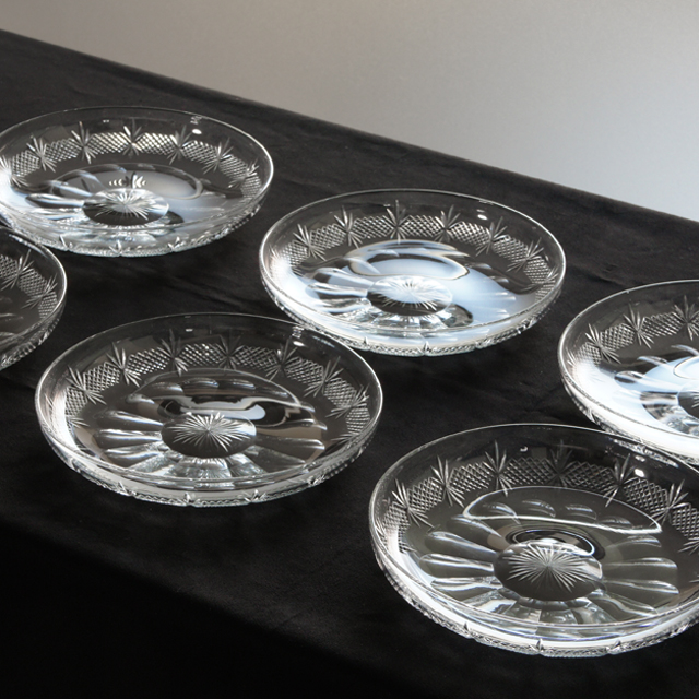 オールドバカラ「縁上がり5寸皿 6客組」《アンティックかとう》