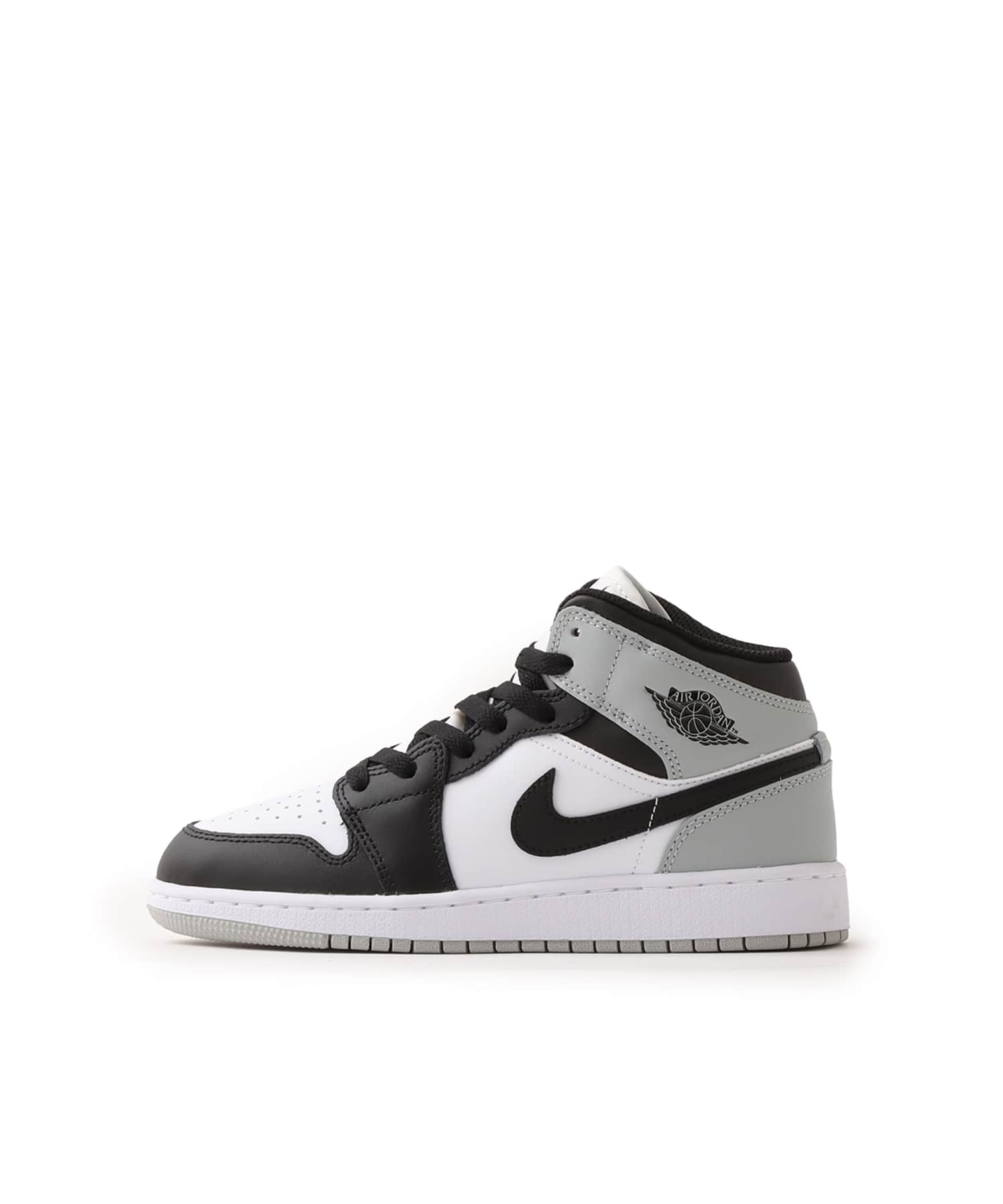 JORDAN BRAND AIR JORDAN 1 MID (GS) WHITE/BLACK-LT SMOKE GREY
