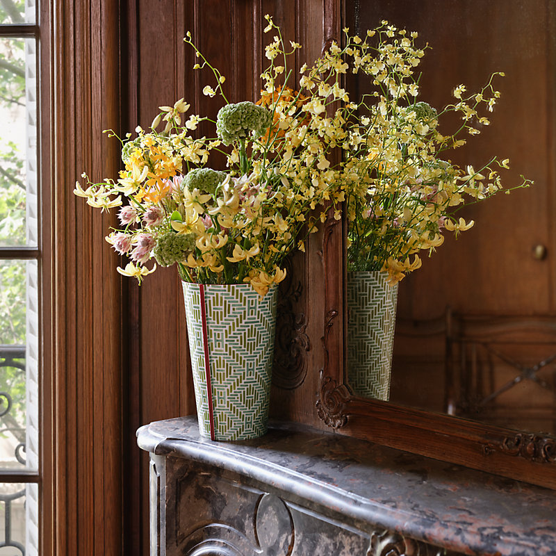 Perimetre Vannerie high vase, large model - Yellow | Hermès Macau SAR