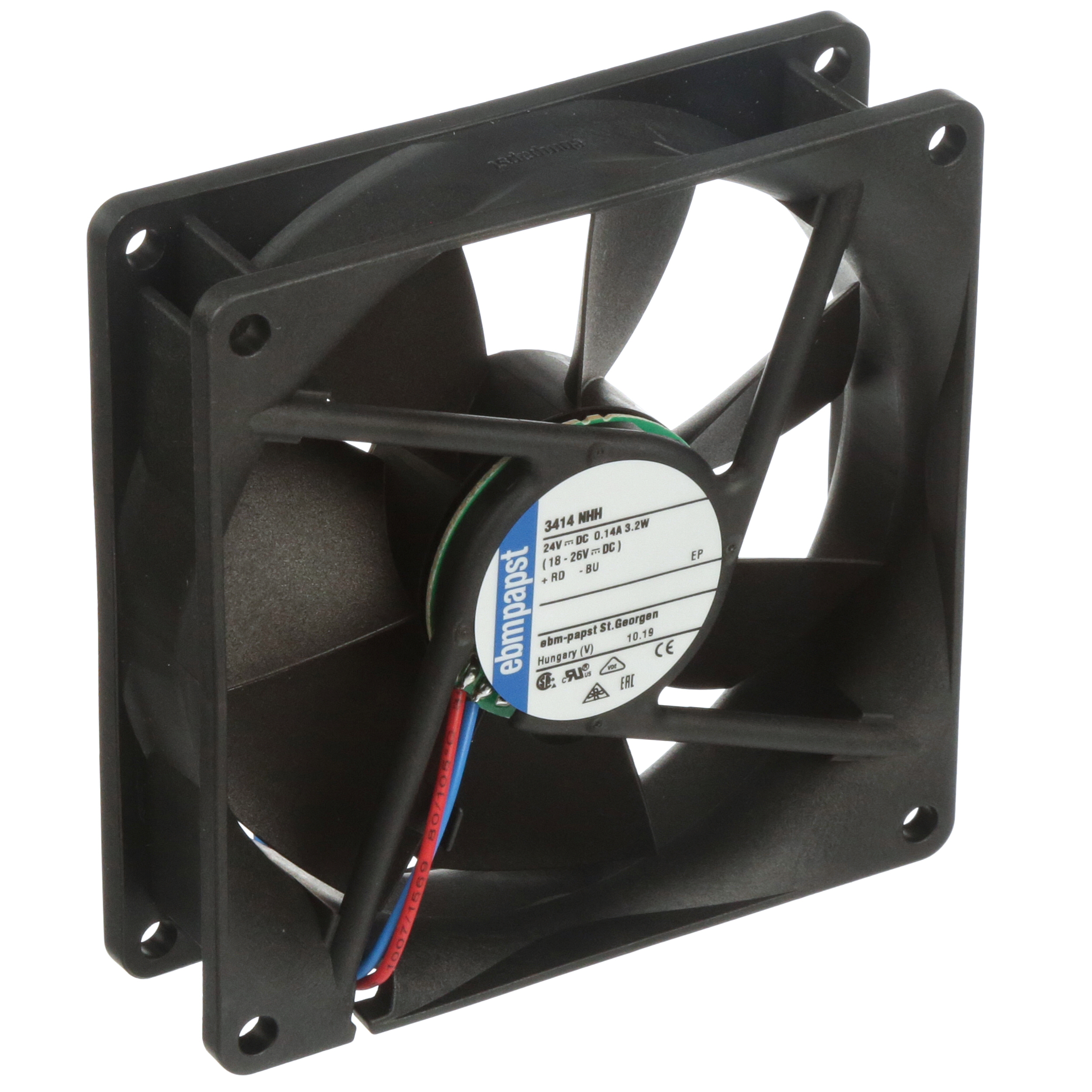 ebm-papst 3414NHH DC Fan, 24V, 92x92x25mm, 60CFM, 3.2W, 39dBA