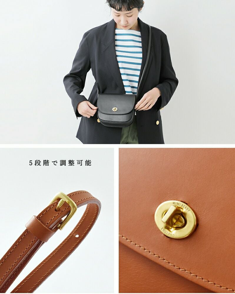 Mimi ミミ グレイン ベジタブル タンニンレザー ショルダーバッグ