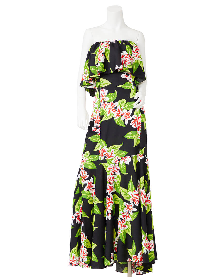 マーメイドドレス（プルメリアライン）ブラック – 【公式】フラダンス