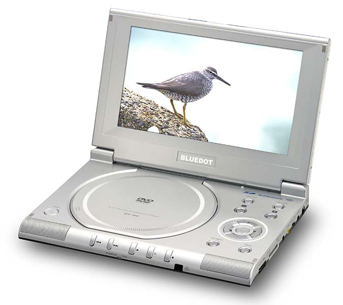 ブルードット、メモリーカード対応の携帯型DVDプレーヤー