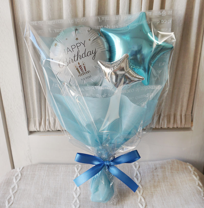 ミニバルーンブーケ（Happy Birthday ブルー）－～新潟市のバルーン