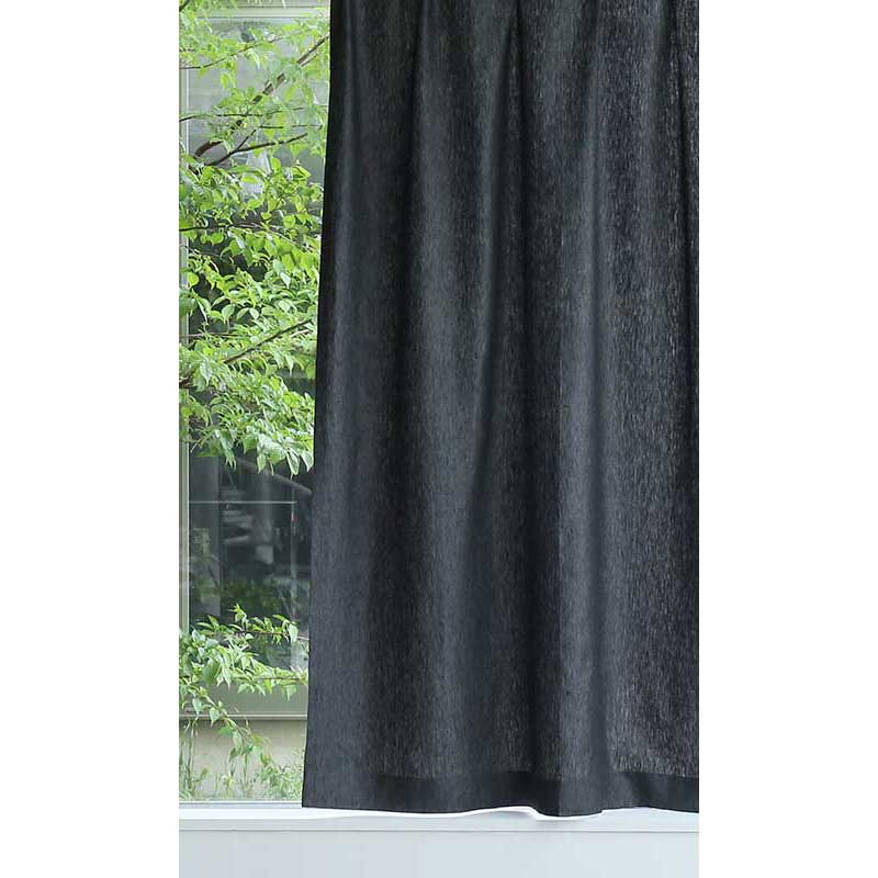 光沢のある既成サイズリネンカーテン [ダークグレー Chintz] リネン100