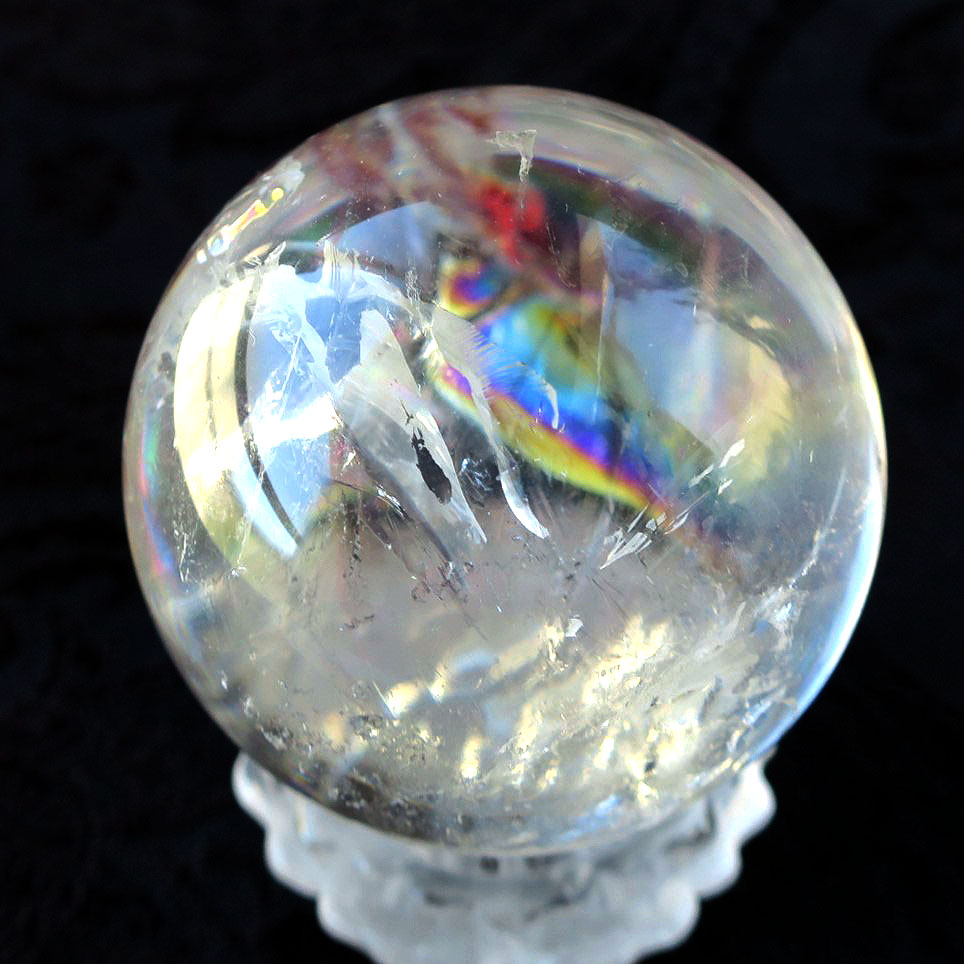 虹入りブラジル産レムリアンシード クリスタル スフィア（丸玉）-a