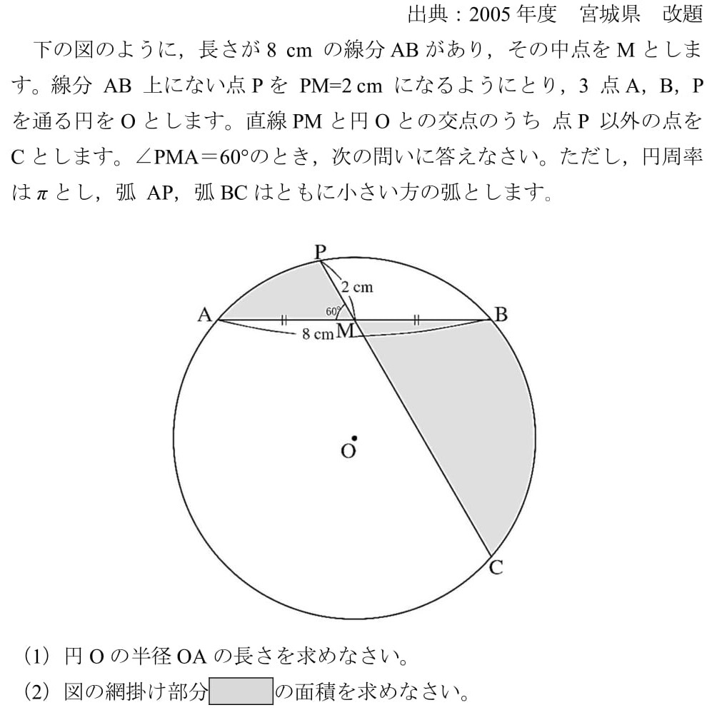 分割面積の典型難問（2005年宮城改題） - 高校入試 数学 良問・難問