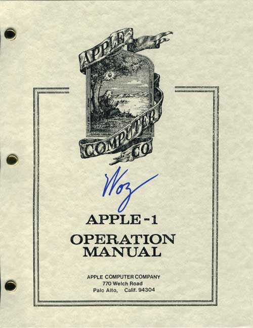 Wozのサイン入り「APPLE-1 OPERATION MANUAL」考 | 