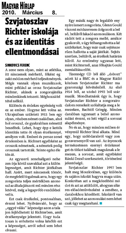 Richter in Hungary (1954-1993) - 14 CD Box Set | BMC Records