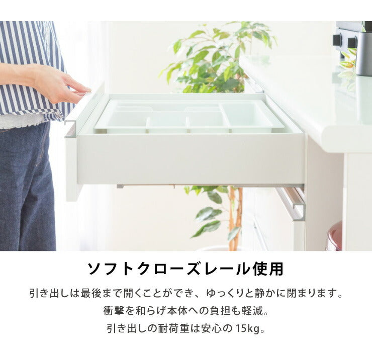 キッチンカウンター 食器棚 幅120cm 高さ100cm モイス付き 【大川家具