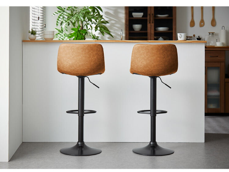 カウンターチェア バーチェア 2脚セット 背もたれ付き 回転式 昇降式