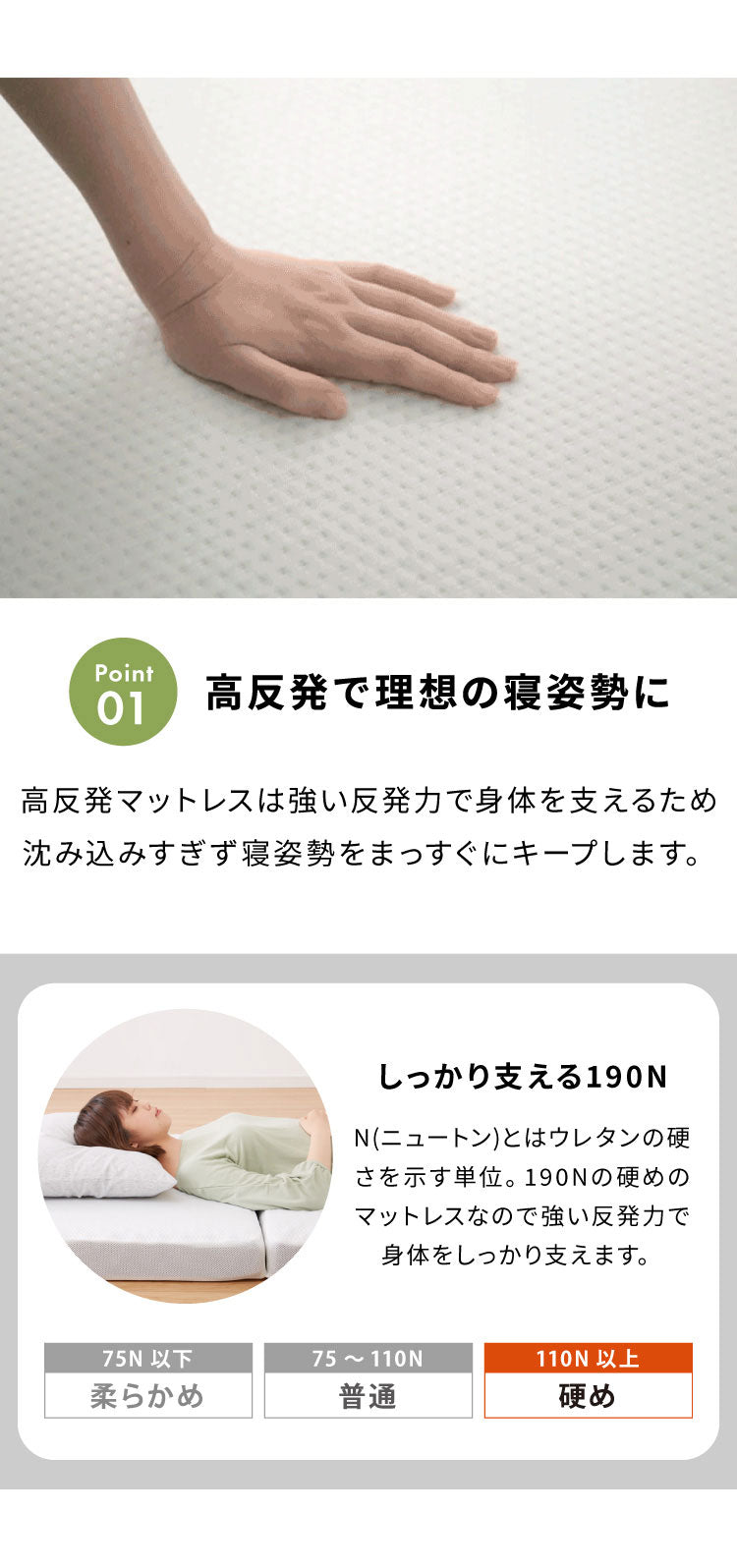 マットレス 折りたたみ 高反発 シングル 3つ折り 厚さ10cm 炭入り