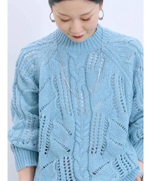 セール】透かしケーブルニットプルオーバー（ニット/セーター