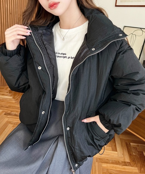 セール】ナイロン光沢シャイニーワッシャーファイバーダウンショート