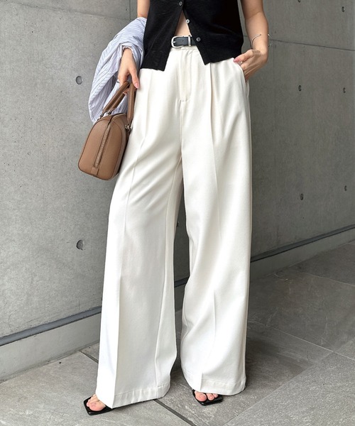 セール】タックスラックスワイドパンツ（スラックス）｜andme