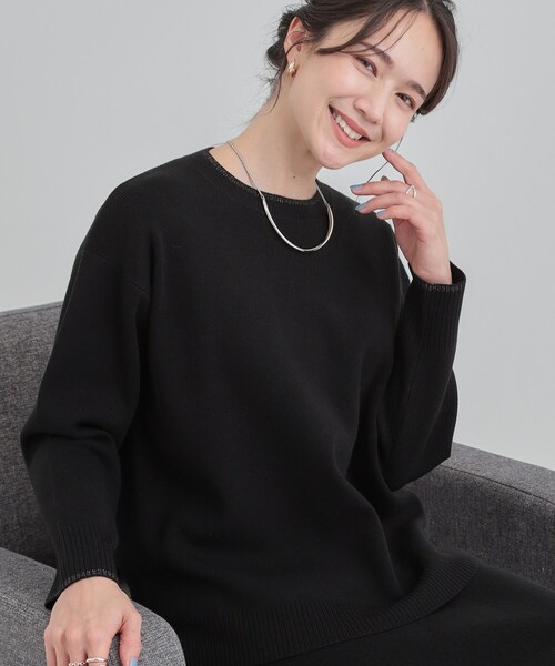 洗濯機可/セットアップ可/毛玉になりにくい】クルーネックニット