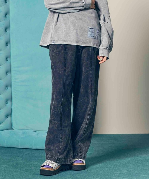 UNISEX》Chemical Over-Dye Heavy-Weight Sweat Pin tuck Easy Wide