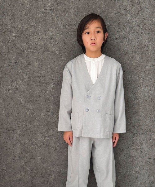 セール】【ノーカラースーツセットアップ】 スーツ 上下セット（スーツ