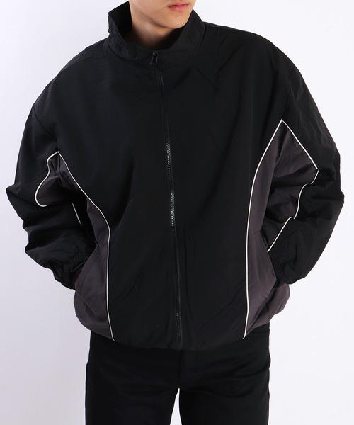 セール】ナイロン ライン切替トラックジャケット オーバーサイズ