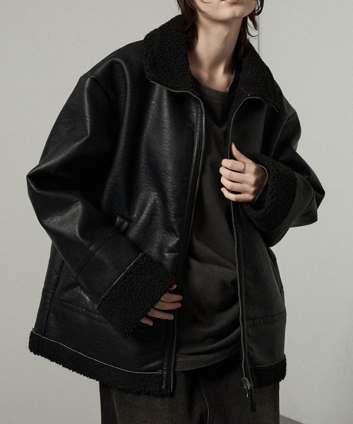 セール】【Alfred Alex】ヴィンテージ加工 B-3 ハイネック ダブル