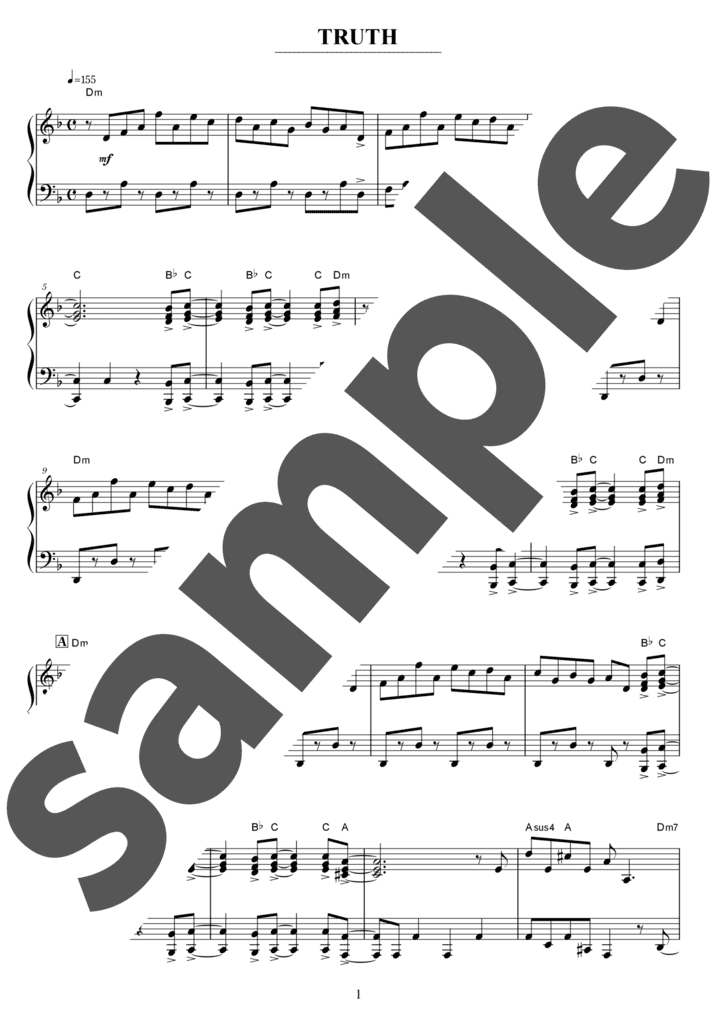 ピアノ楽譜】TRUTH / T-SQUARE（ソロ / 中上級）