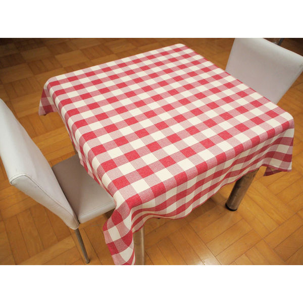 フォレストリンク 撥水テーブルクロス チェック柄レッド 1200×1200mm