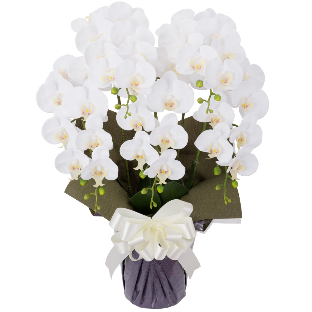 胡蝶蘭 5本立ち お供え花 アートフラワー（造花） ホワイト | 仏壇