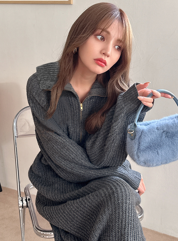 ハーフジップニットワンピース[gn157] | レディースファッション通販の