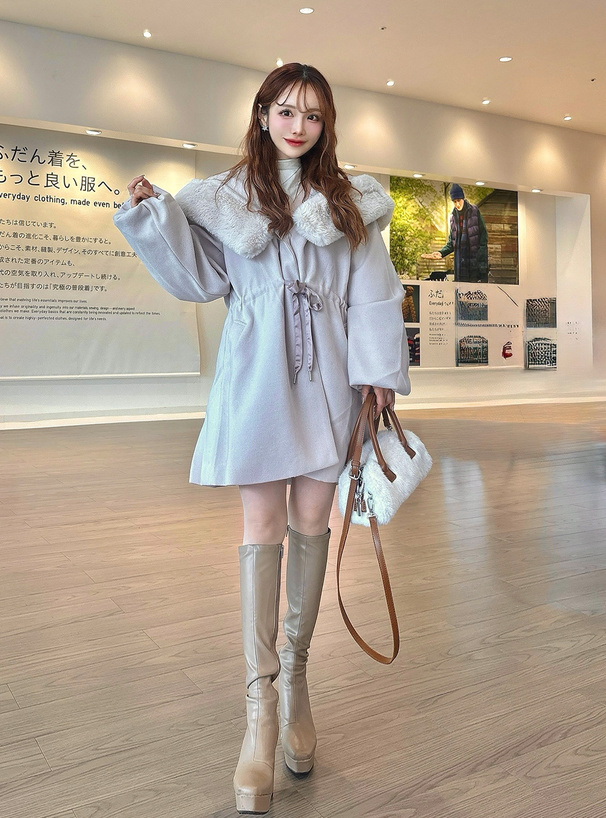 ファー付きフードドロストコート[kz576] | レディースファッション通販