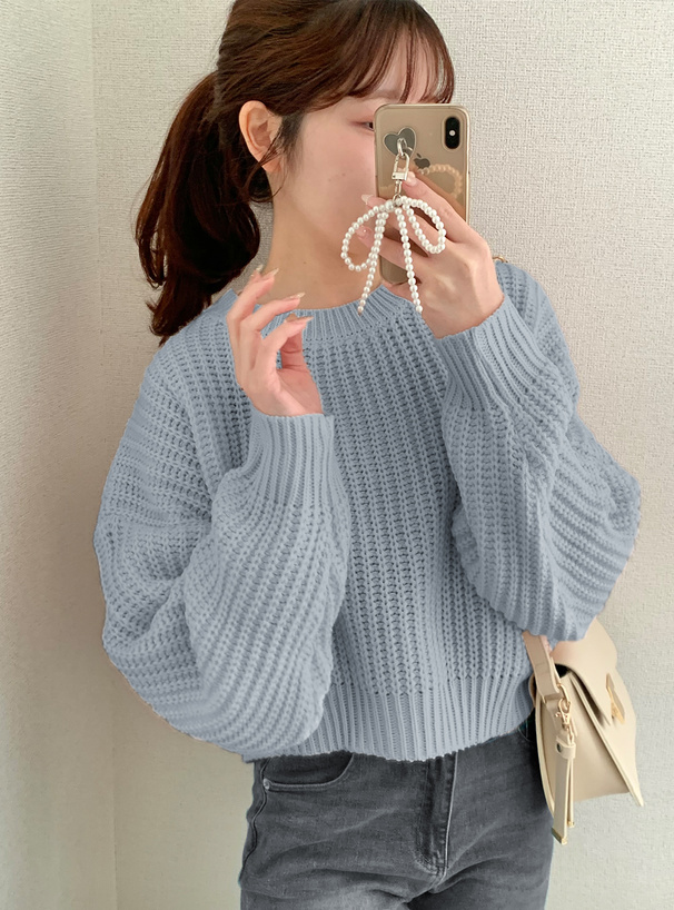 畔編みショート丈ニットトップス[yz654] | レディースファッション通販