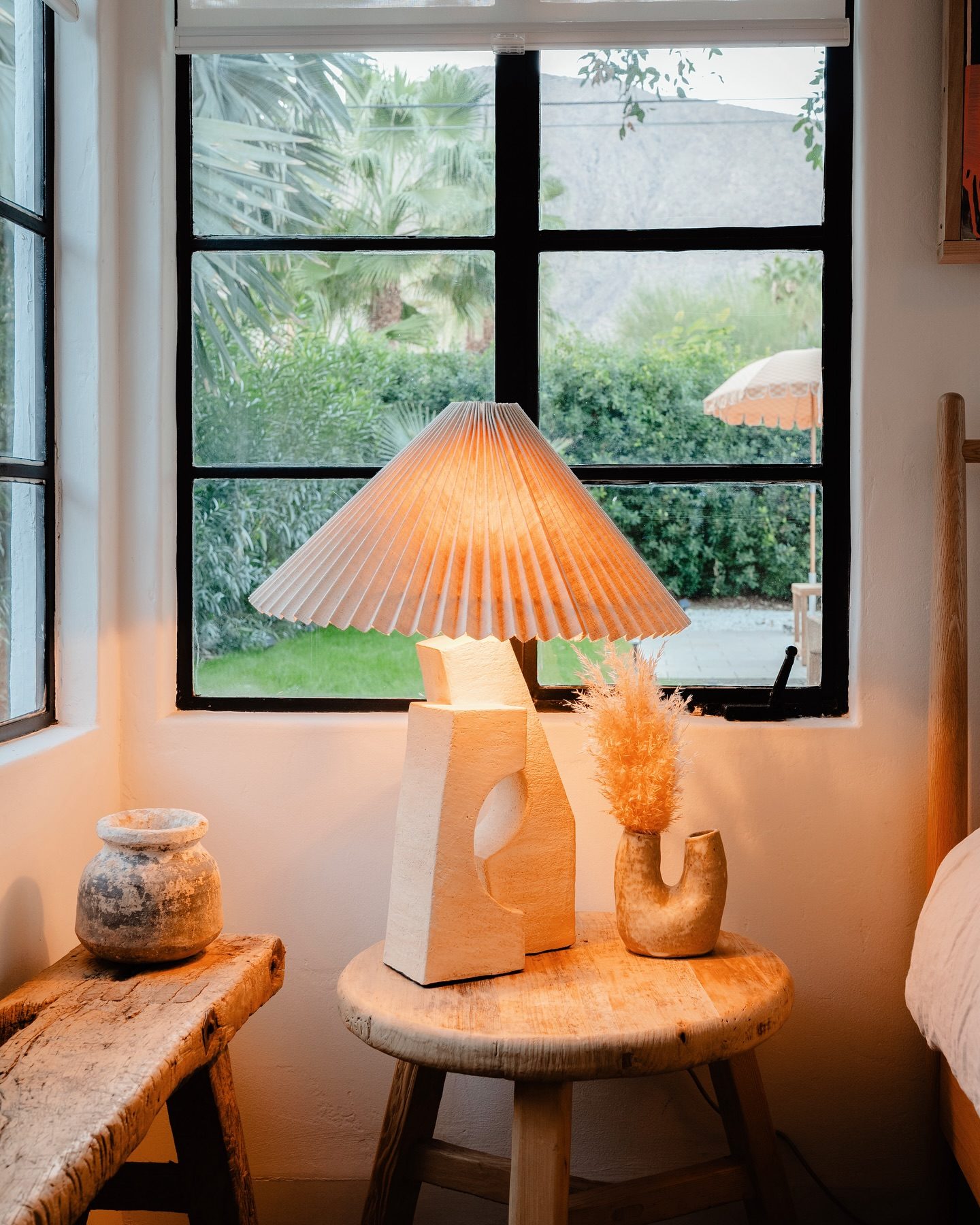 Ruins Ceramic Sculptural Table Lamp with Pleated Shade by Athena