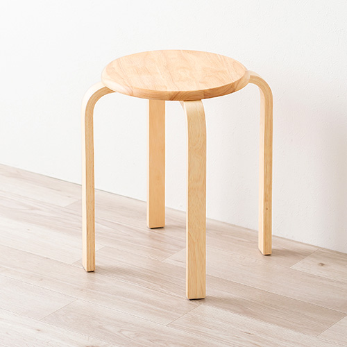 スツール（木製・天然木・丸椅子・背もたれ無し・スタッキング・組立済