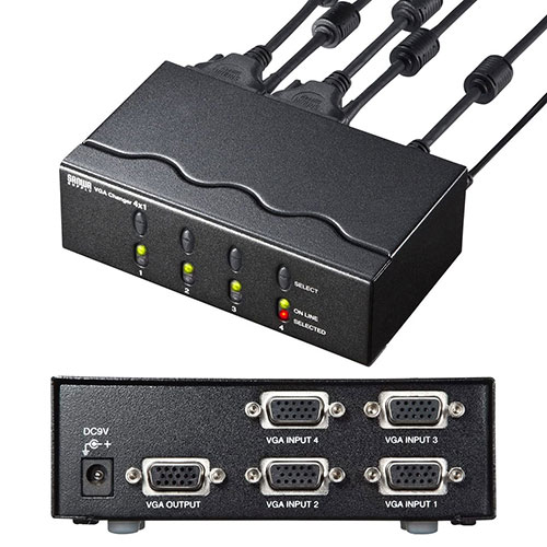 切替器（ディスプレイ・4台・VGA・パソコン・電子式スイッチ・高解像度