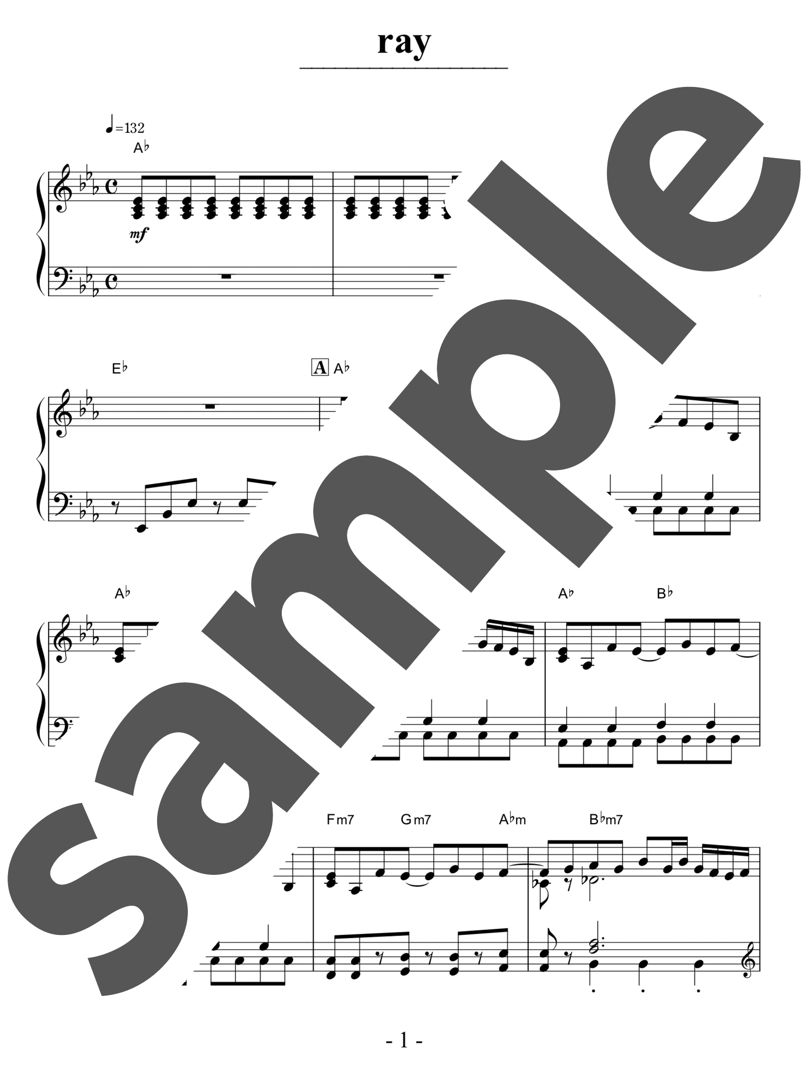 ピアノ楽譜】ray / BUMP OF CHICKEN（中級） - 楽譜アプリ フェアリー