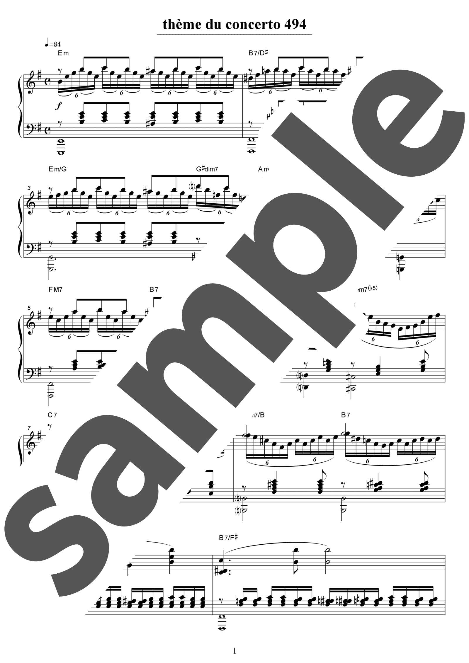 ピアノ楽譜】thème du concerto 494 / 鷺巣詩郎（上級） - 楽譜アプリ