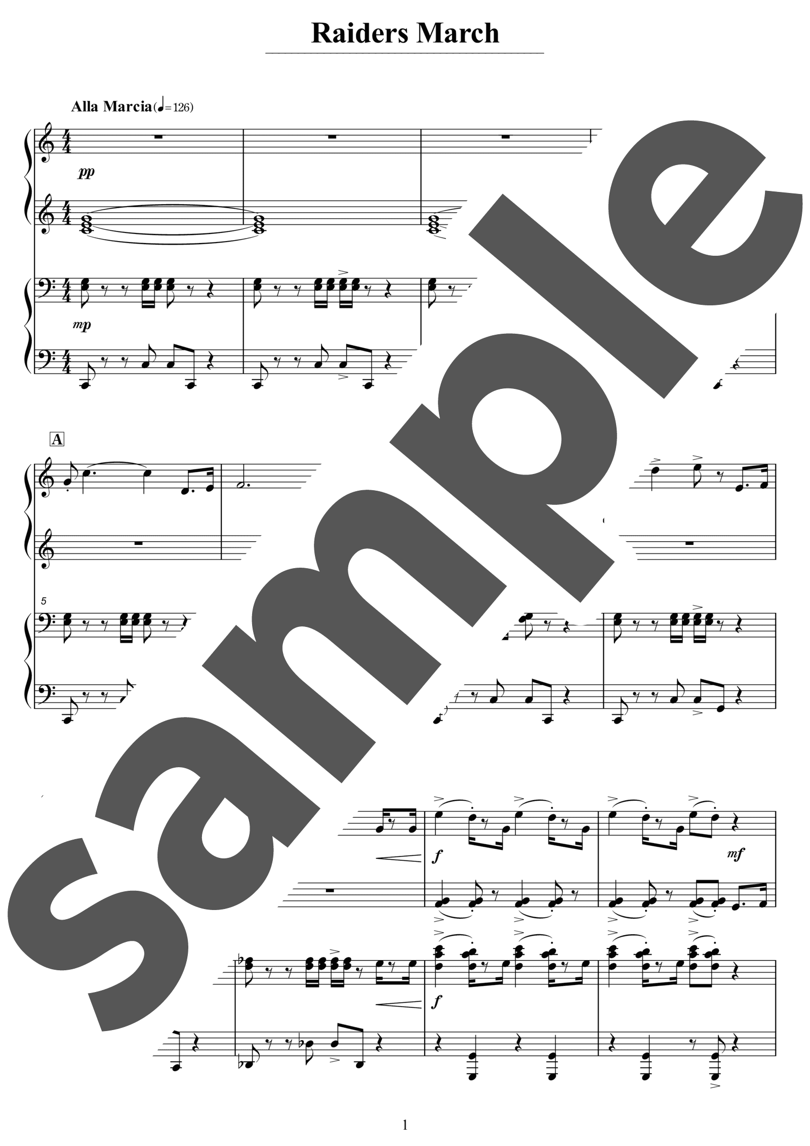 ピアノ楽譜】レイダースマーチ / John Williams（上級） - 楽譜アプリ