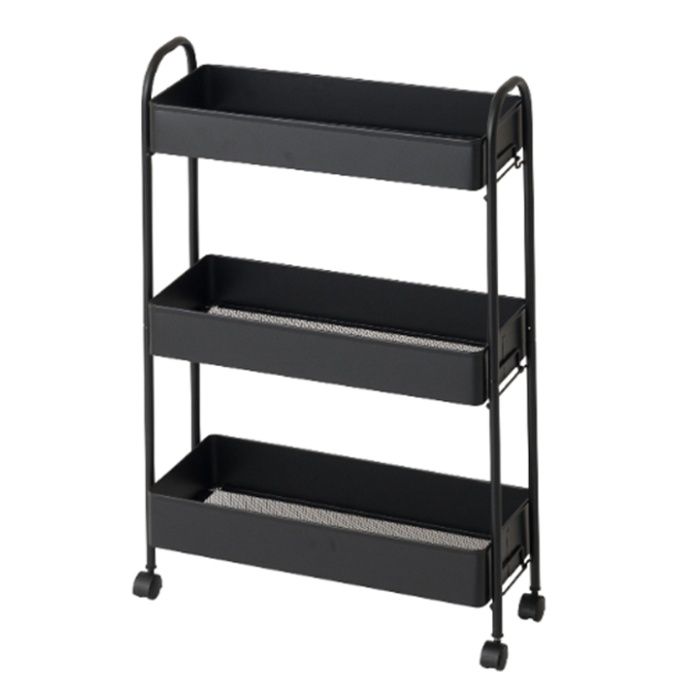 ドウシシャ 組立簡単ワゴンスリム3段BK KKWS3ーBKの通販｜ストッカー