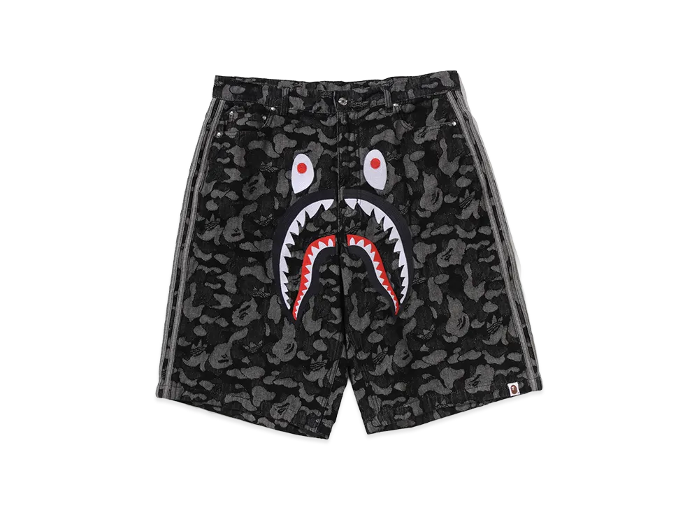 A BATHING APE x adidas Camo Jacquard Shark Denim Jorts Ladies