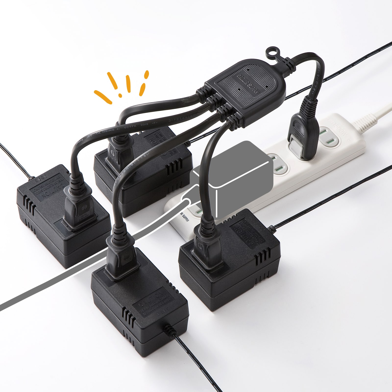 TAP-EX4BKN【ACアダプタ専用電源延長コード（4分岐・2P・4個口