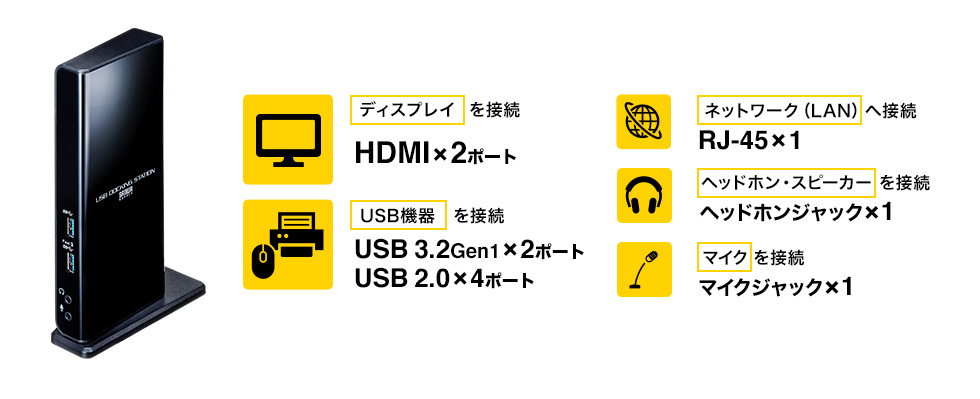 USB-CVDK7【Type-C・USB A接続デュアルHDMIドッキングステーション