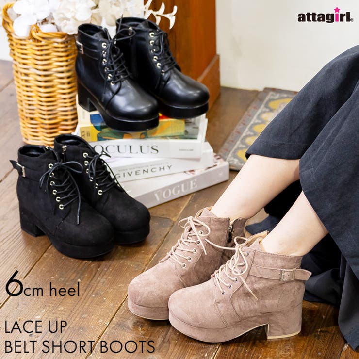 レースアップベルトショートブーツ[品番：ATAW0001244]｜attagirl